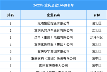2023重庆市企业100强（附榜单）