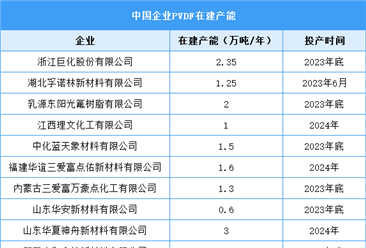 2023年中国PVDF产能及在建产能情况预测分析（图）