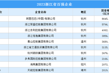 2023浙江省百强企业（附完整榜单）
