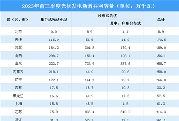 2023年前三季度中国光伏发电新增并网容量12893.6万千瓦（图）