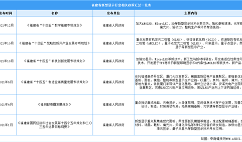 2023年福建省新型显示产业最新政策汇总一览（表）