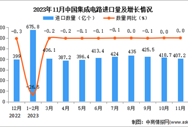 2023年11月中国集成电路进口数据统计分析：进口额同比增长0.1%