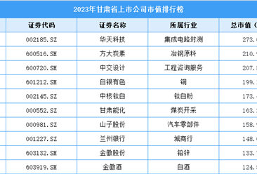 2023年甘肅省上市公司市值排行榜（附榜單）