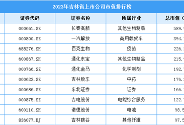 2023年吉林省上市公司市值排行榜（附榜单）