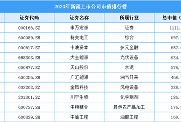 2023年新疆上市公司市值排行榜（附榜單）