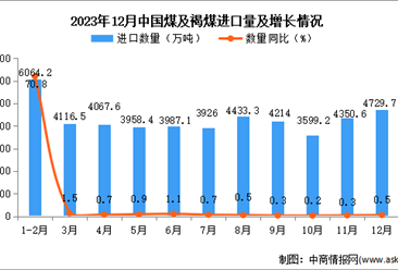 2023年12月中國煤及褐煤進口數據統計分析：進口額同比增長0.2%