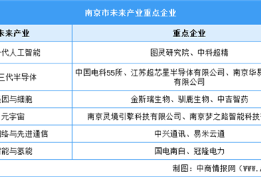 2024年南京市六大未来产业布局及重点企业预测分析（图）