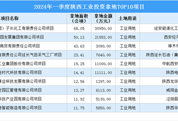 抓项目扩投资 2024年一季度陕西工业投资TOP10项目总投资超10亿