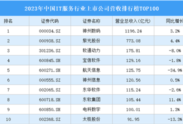 2023年中国IT服务行业上市公司营收排行榜TOP100（附榜单）