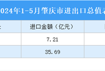 2024年1-5月肇庆市进出口数据统计：出口金额同比增长8.70%（图）