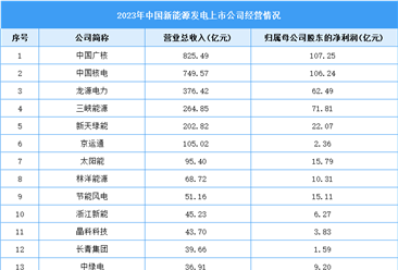 2024年新能源發(fā)電行業(yè)上市公司全方位對比分析（企業(yè)分布、經(jīng)營情況、業(yè)務(wù)布局等）