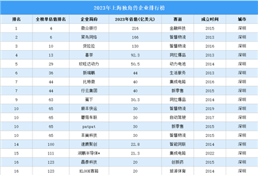 2023年深圳独角兽企业排行榜（附榜单）