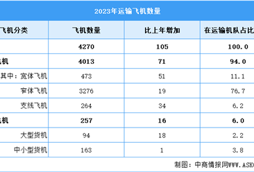 2024年中国民航运输飞机数量及运输飞机细分领域预测分析（图）