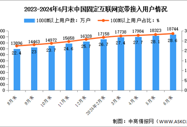 2024年1-6月中國(guó)通信業(yè)固定互聯(lián)網(wǎng)接入用戶(hù)及5G移動(dòng)電話(huà)用戶(hù)分析（圖）