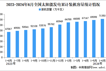 2024年1-6月太阳能发电行业运行情况：装机容量同比增长51.6%