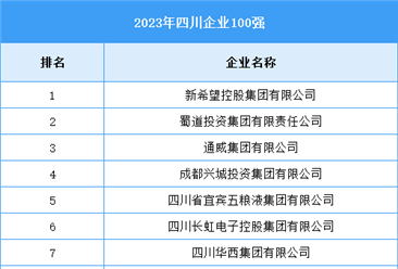 2023年四川省企業(yè)100強（附榜單）