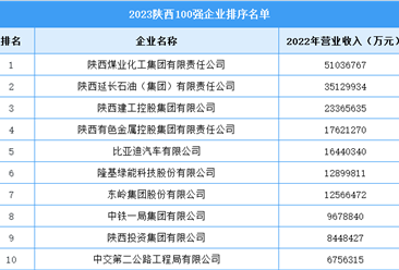 2023陕西100强企业排行榜（附全榜单）