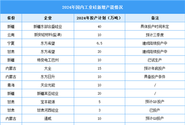 2024年中國工業(yè)硅產(chǎn)能產(chǎn)量預(yù)測及重點(diǎn)企業(yè)新增產(chǎn)能分析（圖）