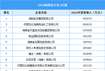 2024海南省企业100强名单（图）