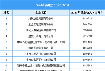 2024海南服务业企业50强名单（图）