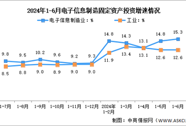 2024年1-6月电子信息制造业增加值及固定资产分析：投资保持高速（图）