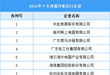 2023年十大冰箱冷柜出口企业（附榜单）