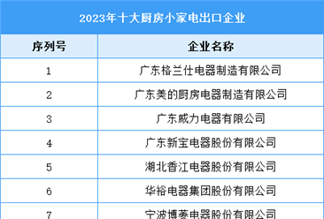 2023年十大厨房小家电出口企业（附榜单）