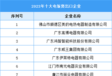 2023年十大电饭煲出口企业（附榜单）