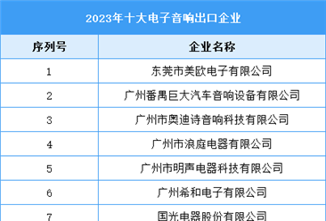 2023年十大电子音响出口企业（附榜单）