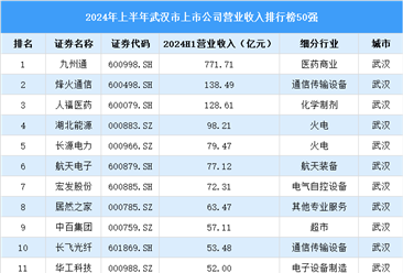 2024年上半年武汉市上市公司营业收入排行榜（附榜单）