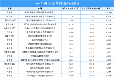 2024年9月18日全国各地最新白条猪价格行情走势分析