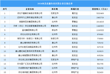 2024年河北省服務(wù)業(yè)民營百強(qiáng)名單（附榜單）