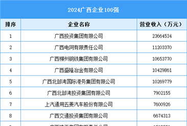 2024广西企业100强（附榜单）