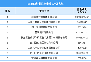 2024四川制造業(yè)企業(yè)100強（附榜單）