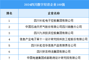 2024四川数字经济企业100强（附榜单）