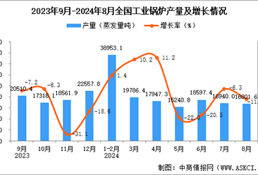 2024年8月全国工业锅炉产量数据统计分析