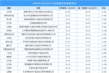 2024年10月11日全国各地最新白条猪价格行情走势分析