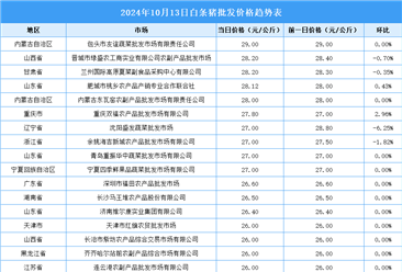 2024年10月14日全国各地最新白条猪价格行情走势分析