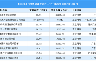 招商觀察 | 2024年1-9月粵港澳大灣區(qū)這10個工業(yè)項目土地投資規(guī)模最大