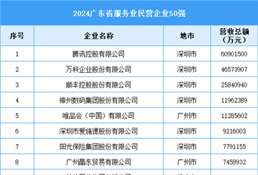 2024广东省服务业民营企业50强（附榜单）