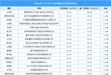 2024年11月5日全国各地最新白条猪价格行情走势分析