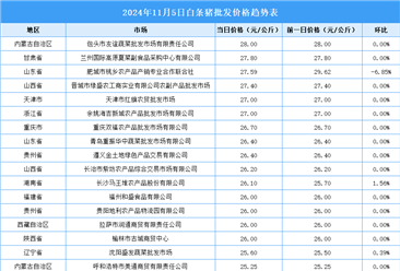 2024年11月6日全国各地最新白条猪价格行情走势分析