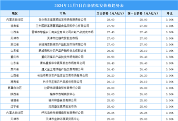 2024年11月8日全国各地最新白条猪价格行情走势分析