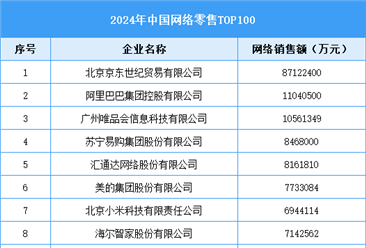 2024年中国网络零售TOP100（附名单）