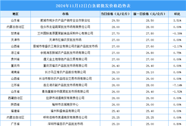 2024年11月13日全国各地最新白条猪价格行情走势分析