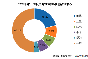 2024年第三季度全球TWS耳机出货量及竞争格局分析：苹果保持第一（图）