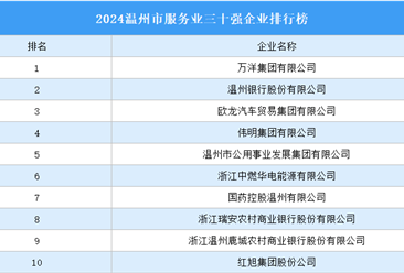 2024温州市服务业三十强企业排行榜（附榜单）