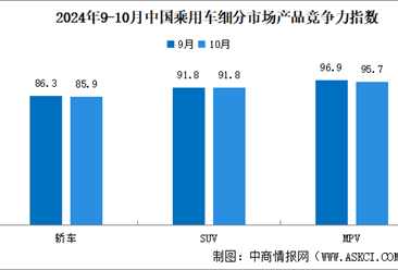 2024年10月中国乘用车市场产品竞争力指数为90.3，环比上升0.3个点（图）