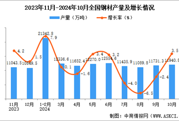 2024年10月全国钢材产量数据统计分析