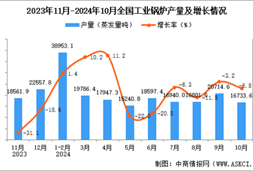 2024年10月全国工业锅炉产量数据统计分析